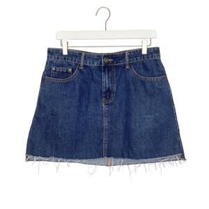 Sadie & Sage Denim Cutoff Mini Skirt Large